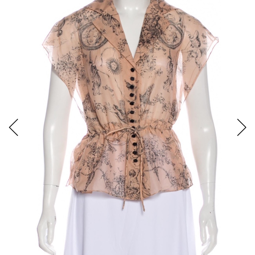 Carolina Herrera Sheer Silk and Cotton Blouse